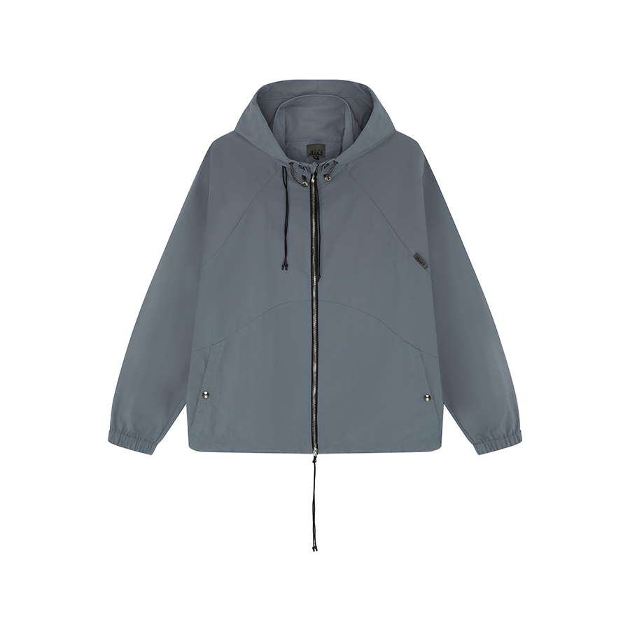 *EXCLUSIVE* LUXE PACKABLE HOOD JACKET - GREY/BLUE