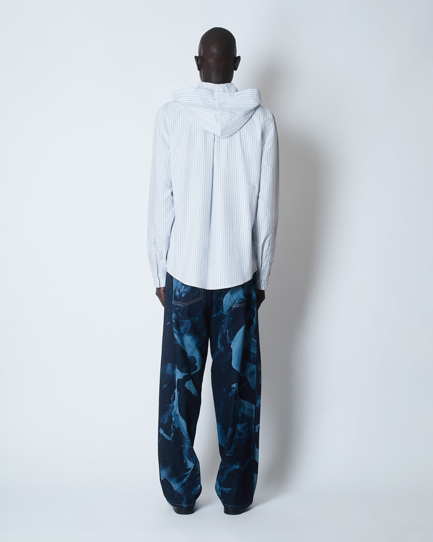 HOODED MOTION OXFORD SHIRT COTTON POPLIN STRIPE 1