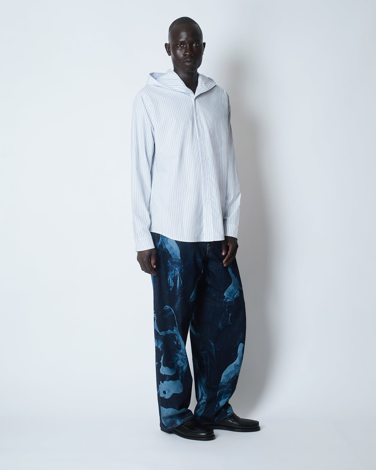 HOODED MOTION OXFORD SHIRT COTTON POPLIN STRIPE 1