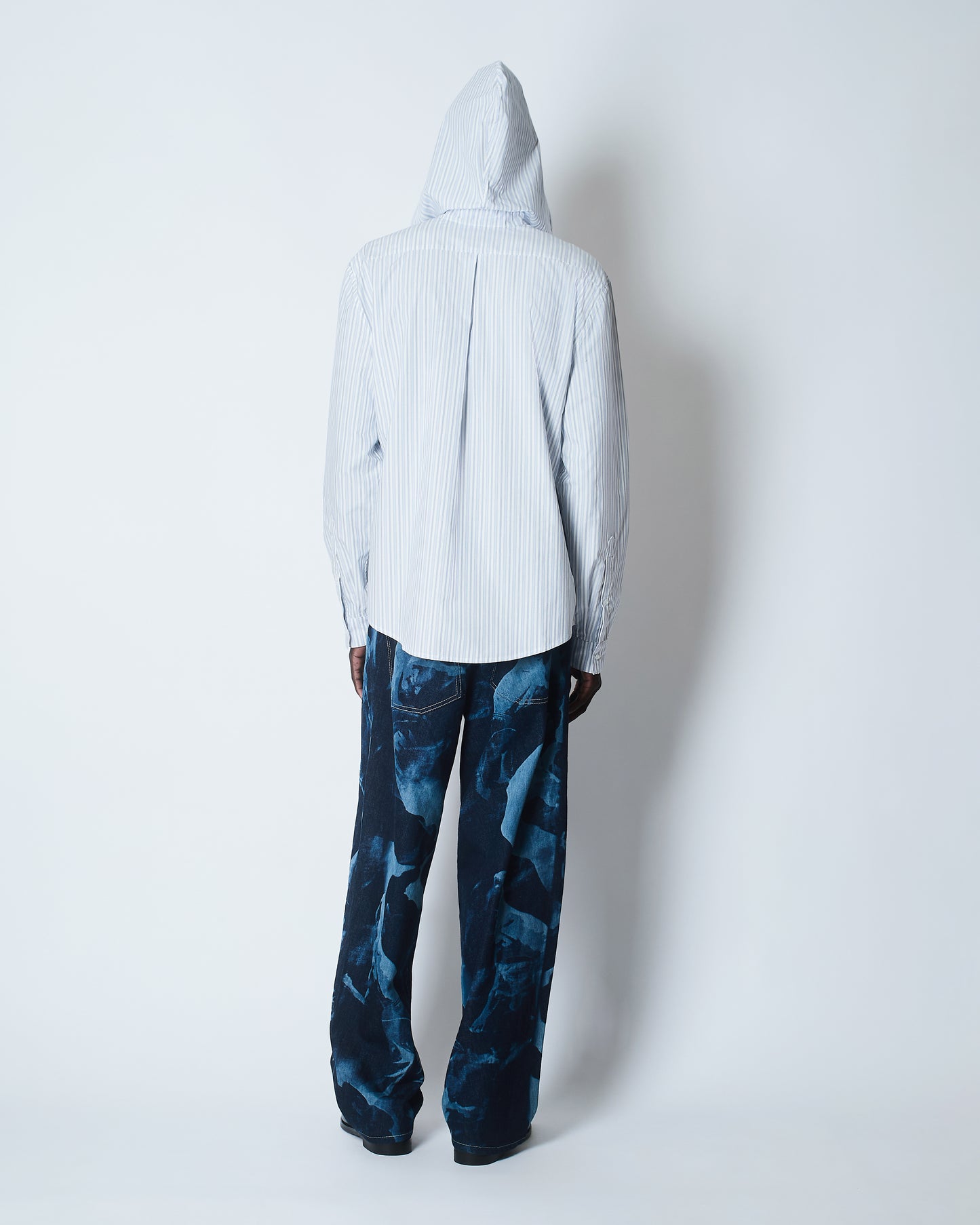 HOODED MOTION OXFORD SHIRT COTTON POPLIN STRIPE 1