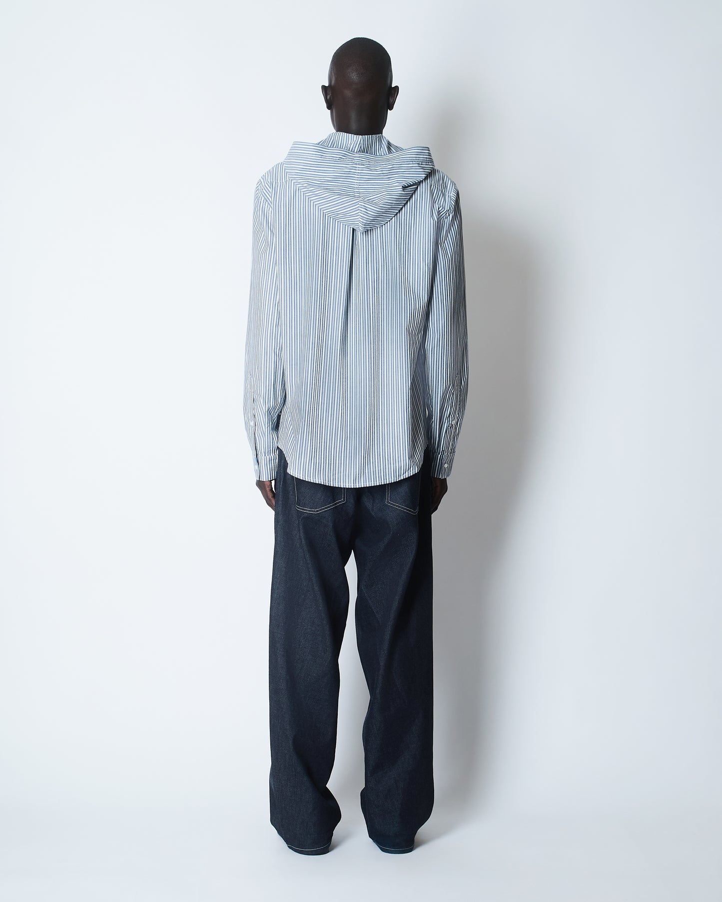 SN264 HOODED OXFORD SHIRT COTTON POPLIN NEW STRIPE 2