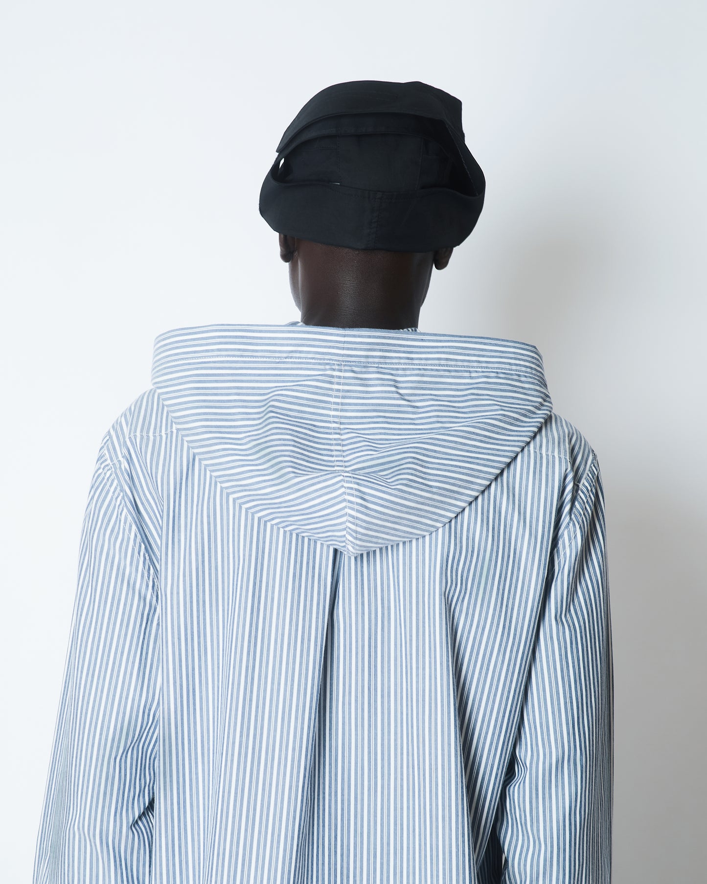 SN264 HOODED OXFORD SHIRT COTTON POPLIN NEW STRIPE 2