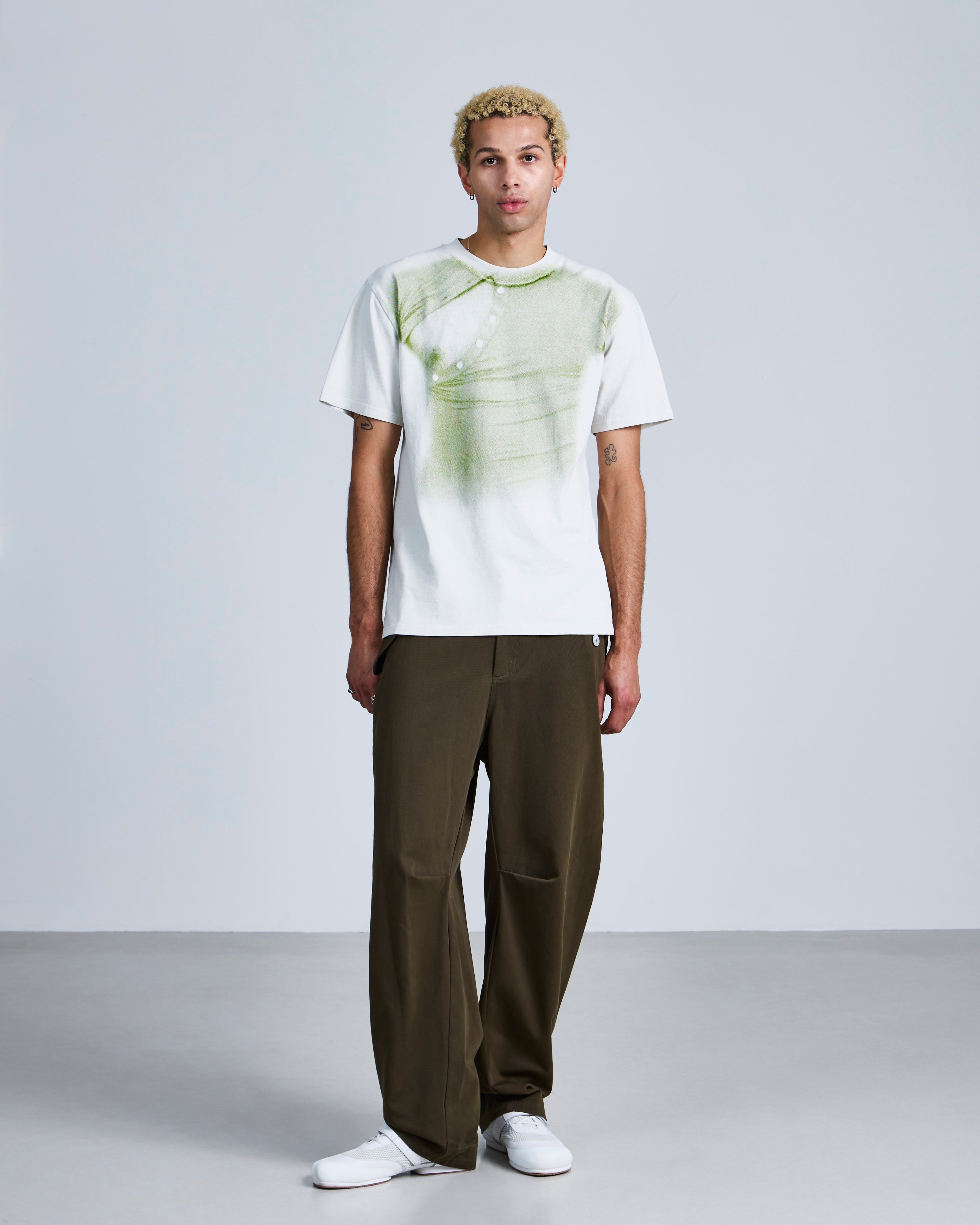Asymmetric Henley' Print T-Shirt-1