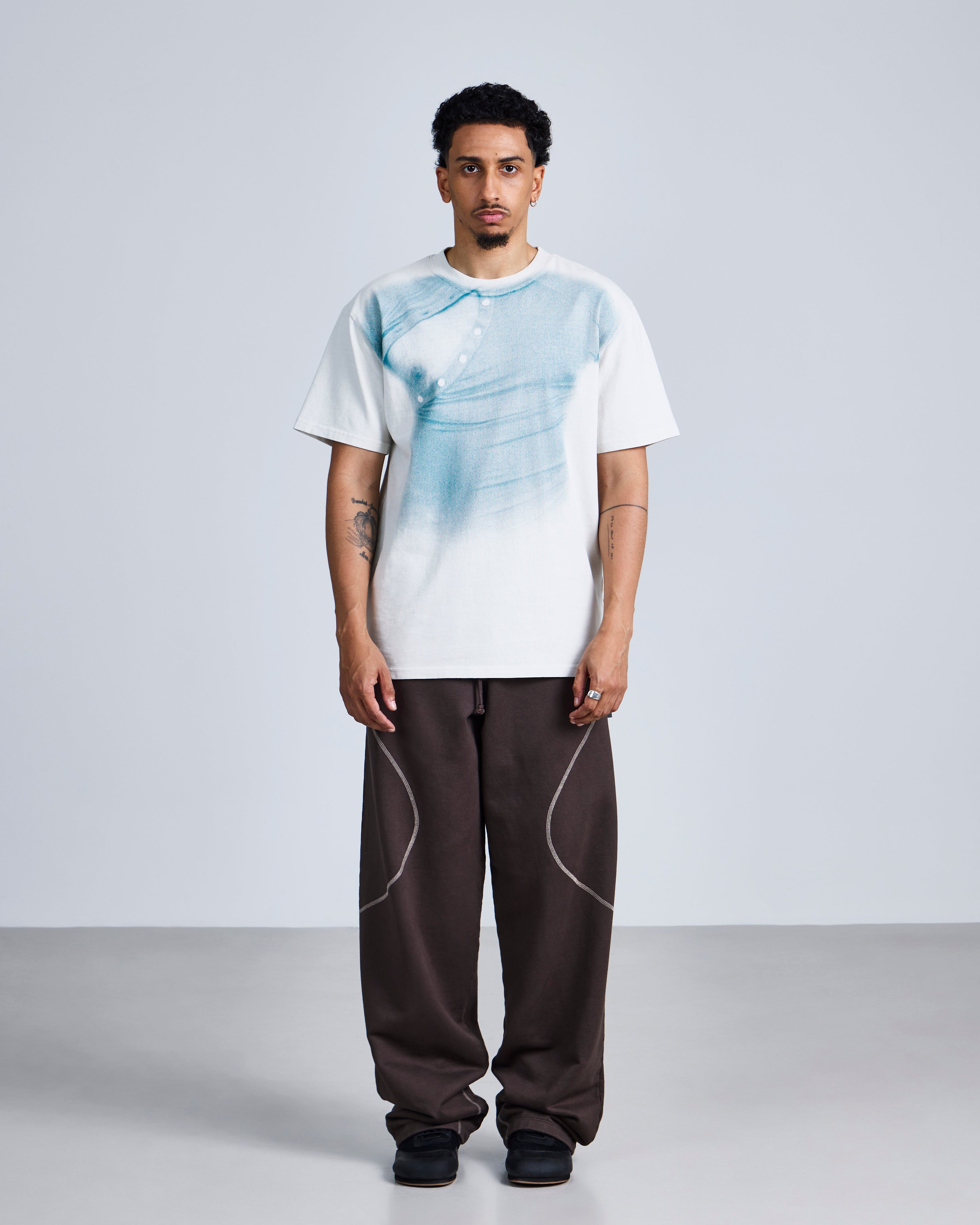 Asymmetric Henley' Print T-Shirt-1