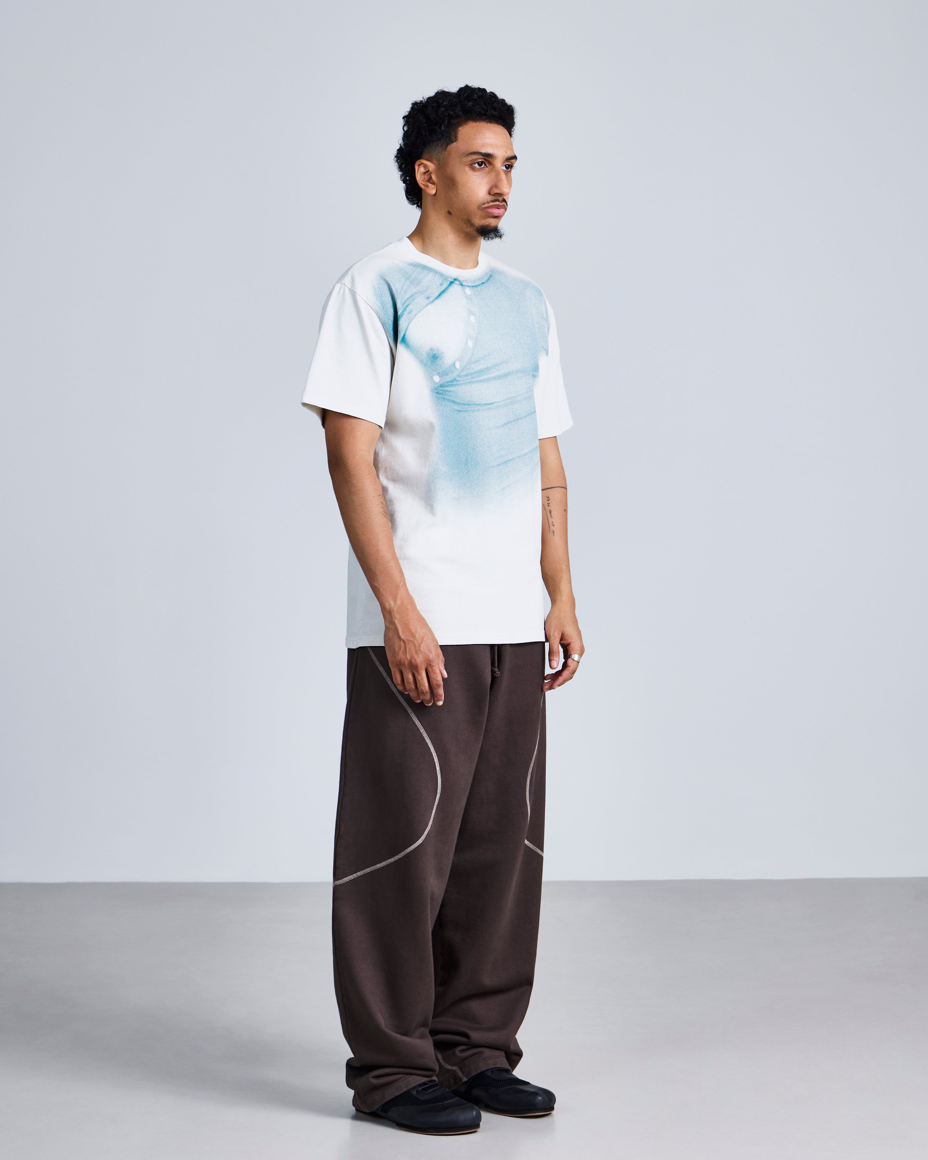 Asymmetric Henley' Print T-Shirt-3