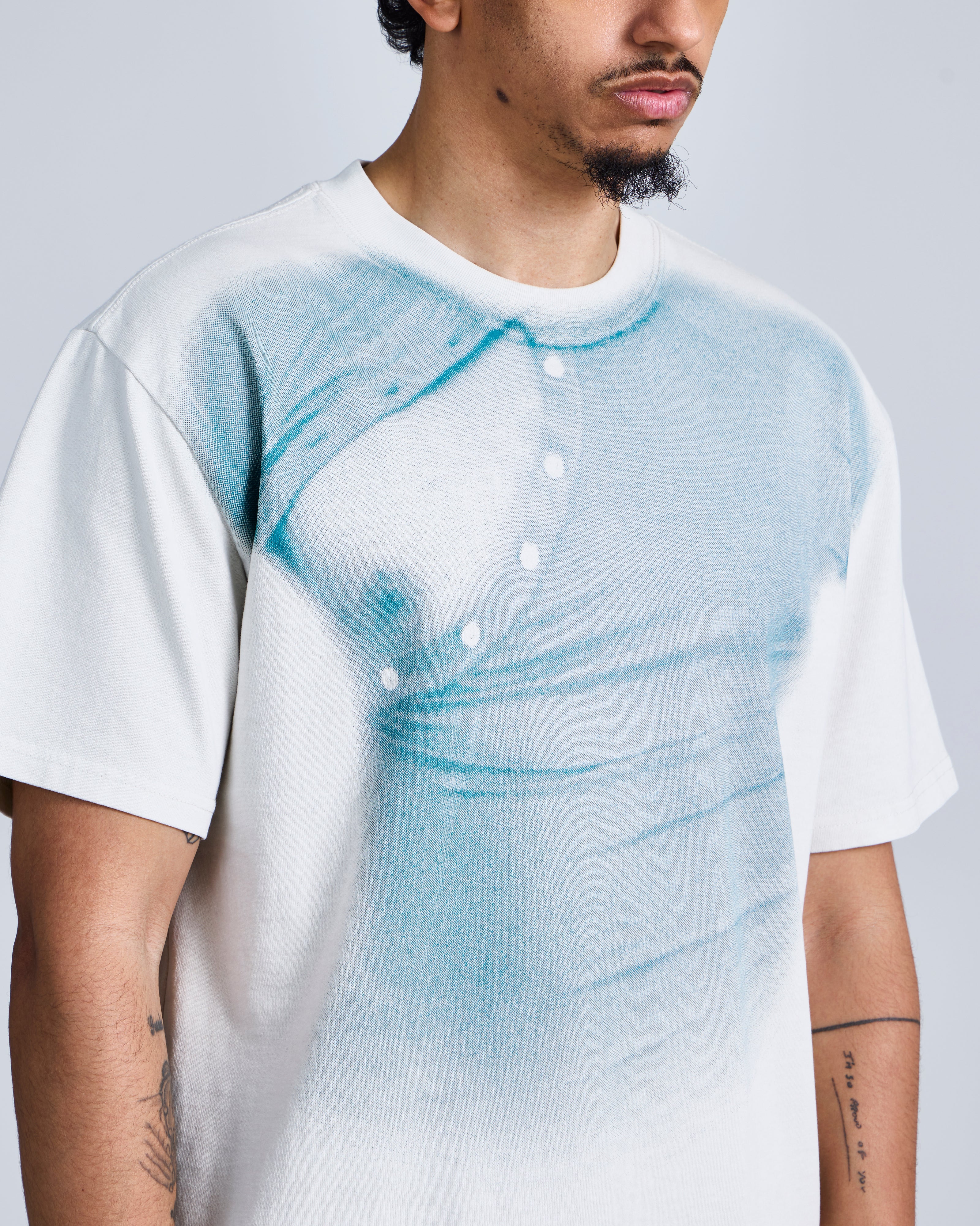 Asymmetric Henley' Print T-Shirt-4