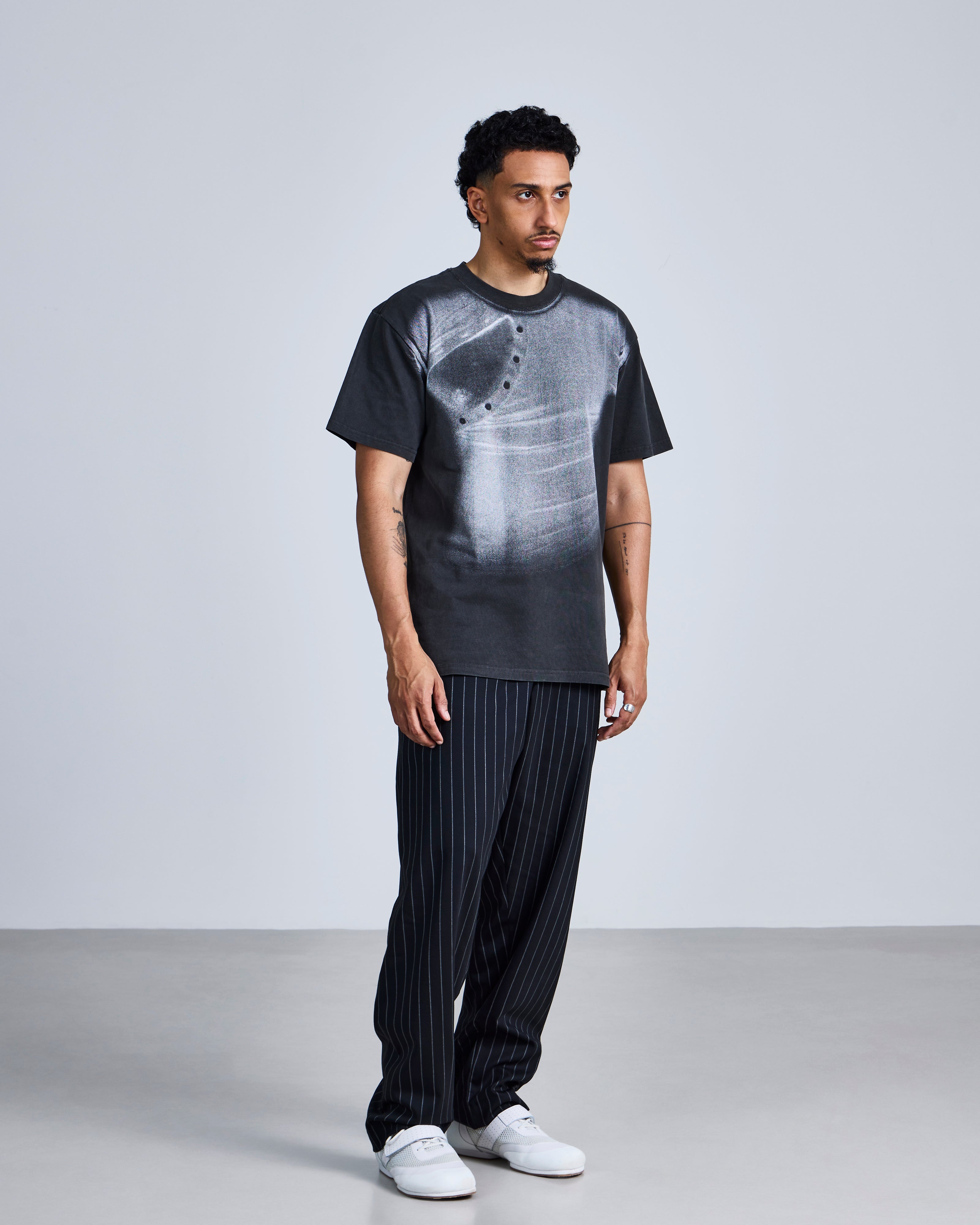 Asymmetric Henley' Print T-Shirt-3