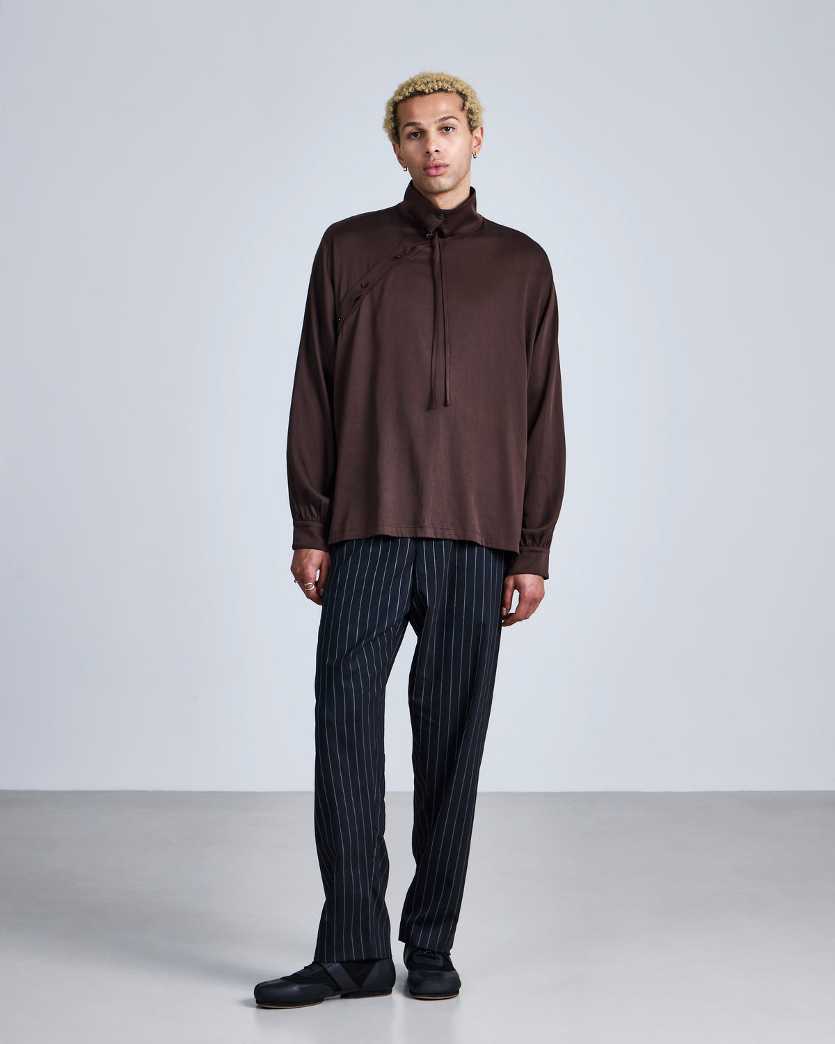 Asymmetric Henley Drape Shirt