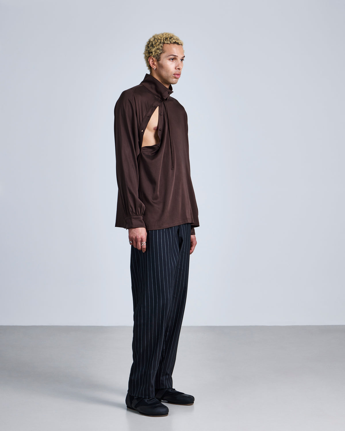 Asymmetric Henley Drape Shirt-3