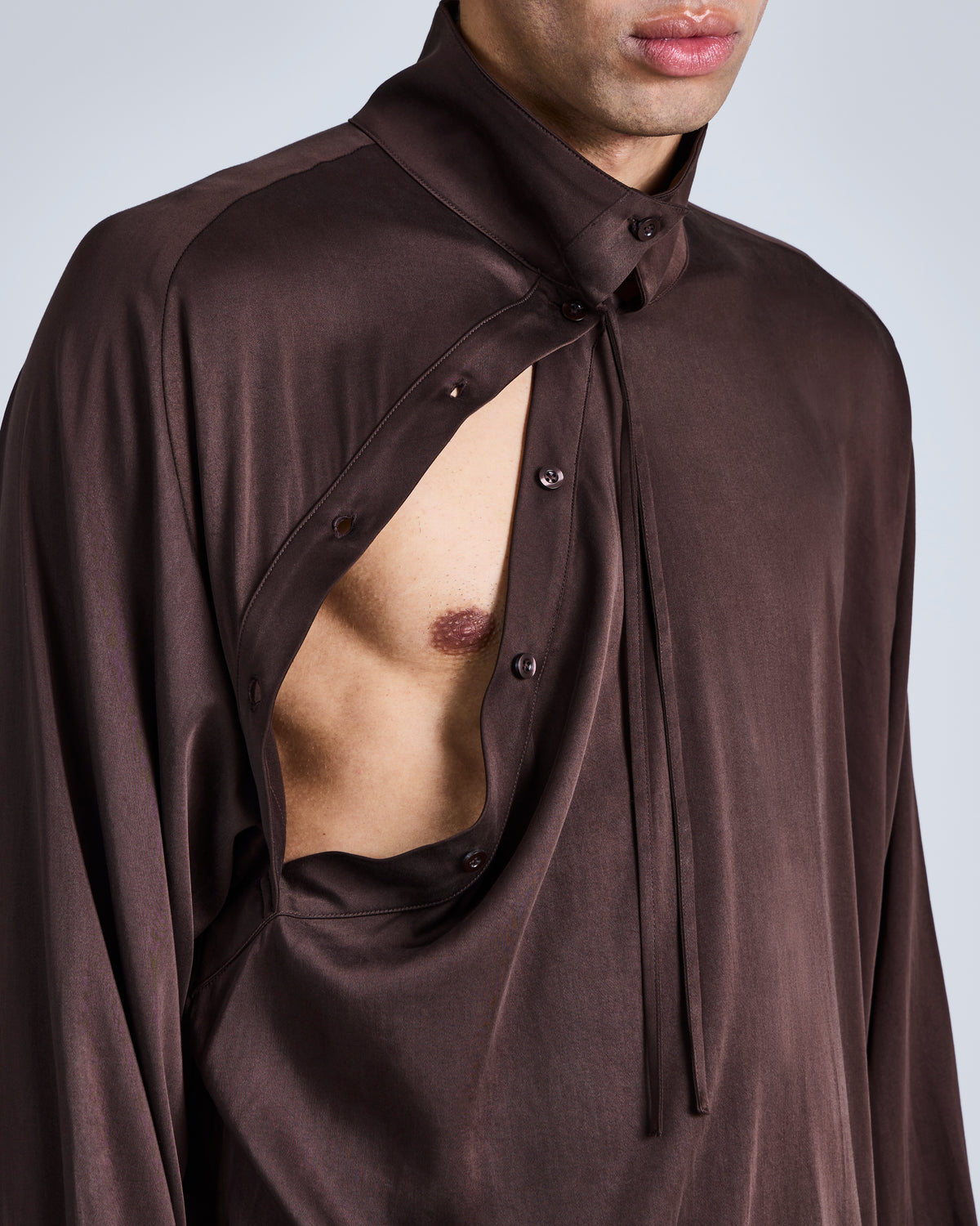 Asymmetric Henley Drape Shirt-4