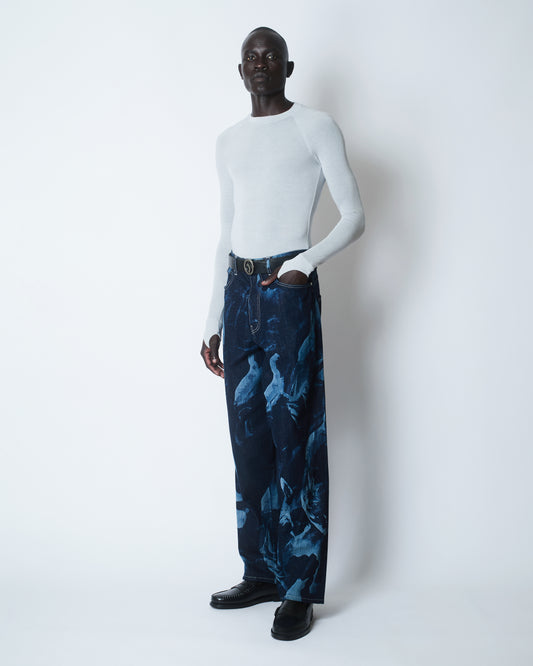 METAMORPHOSIS KINETIC CUT ENGRAVED JEANS DENIM INDIGO / LIGHT BLUE