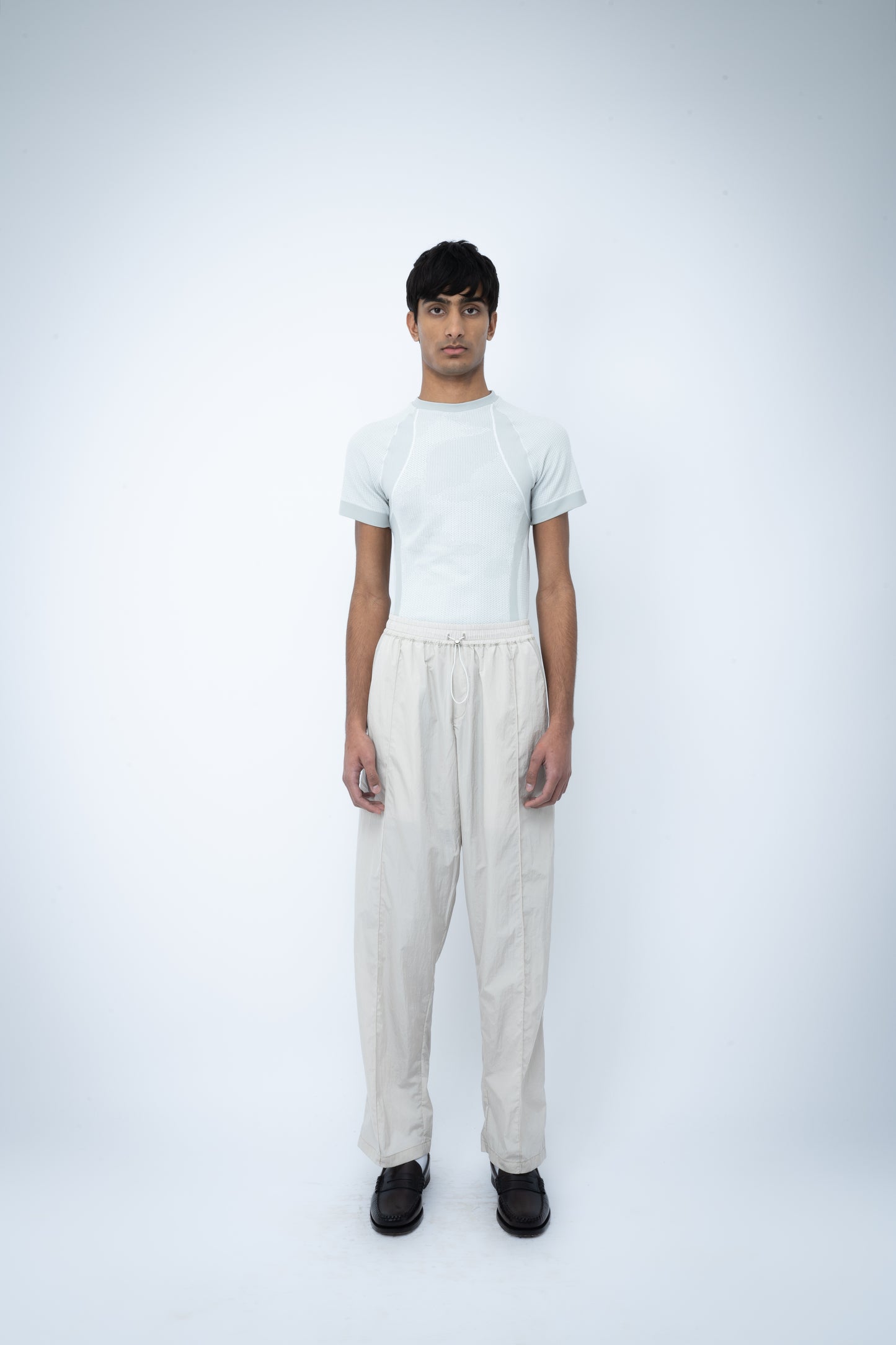 NYLON PINTUCK TROUSERS - STONE