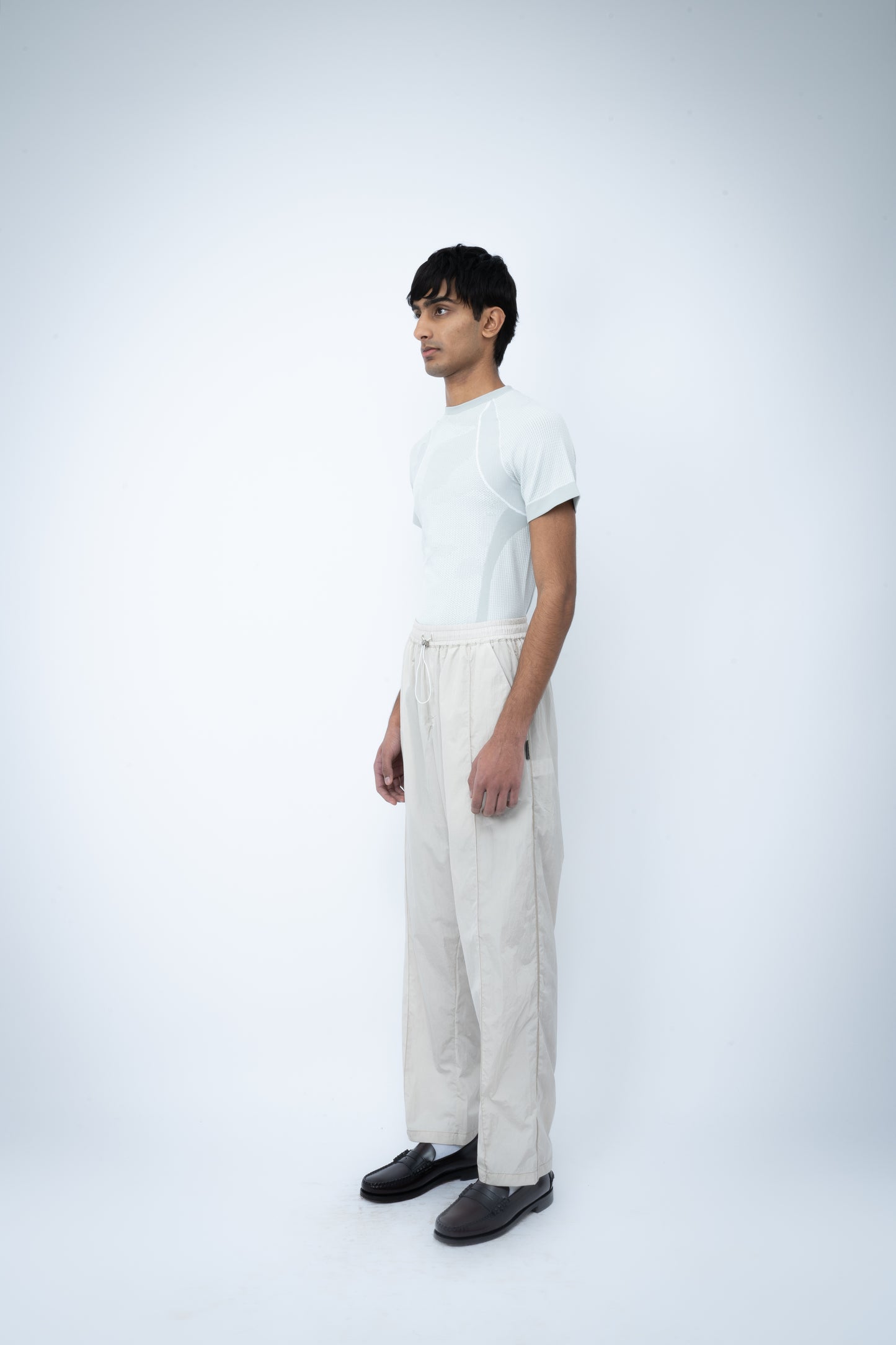 NYLON PINTUCK TROUSERS - STONE