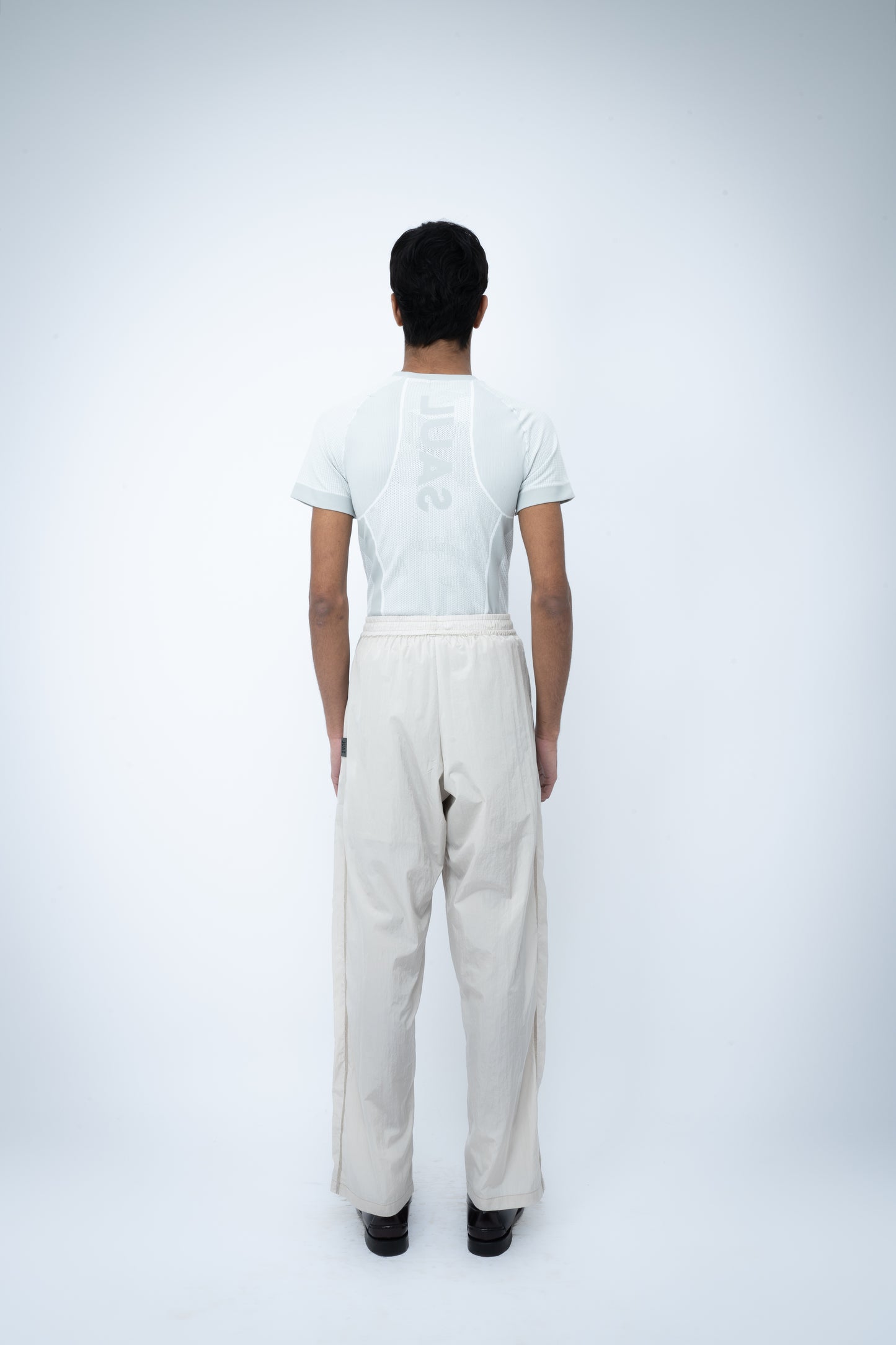 NYLON PINTUCK TROUSERS - STONE