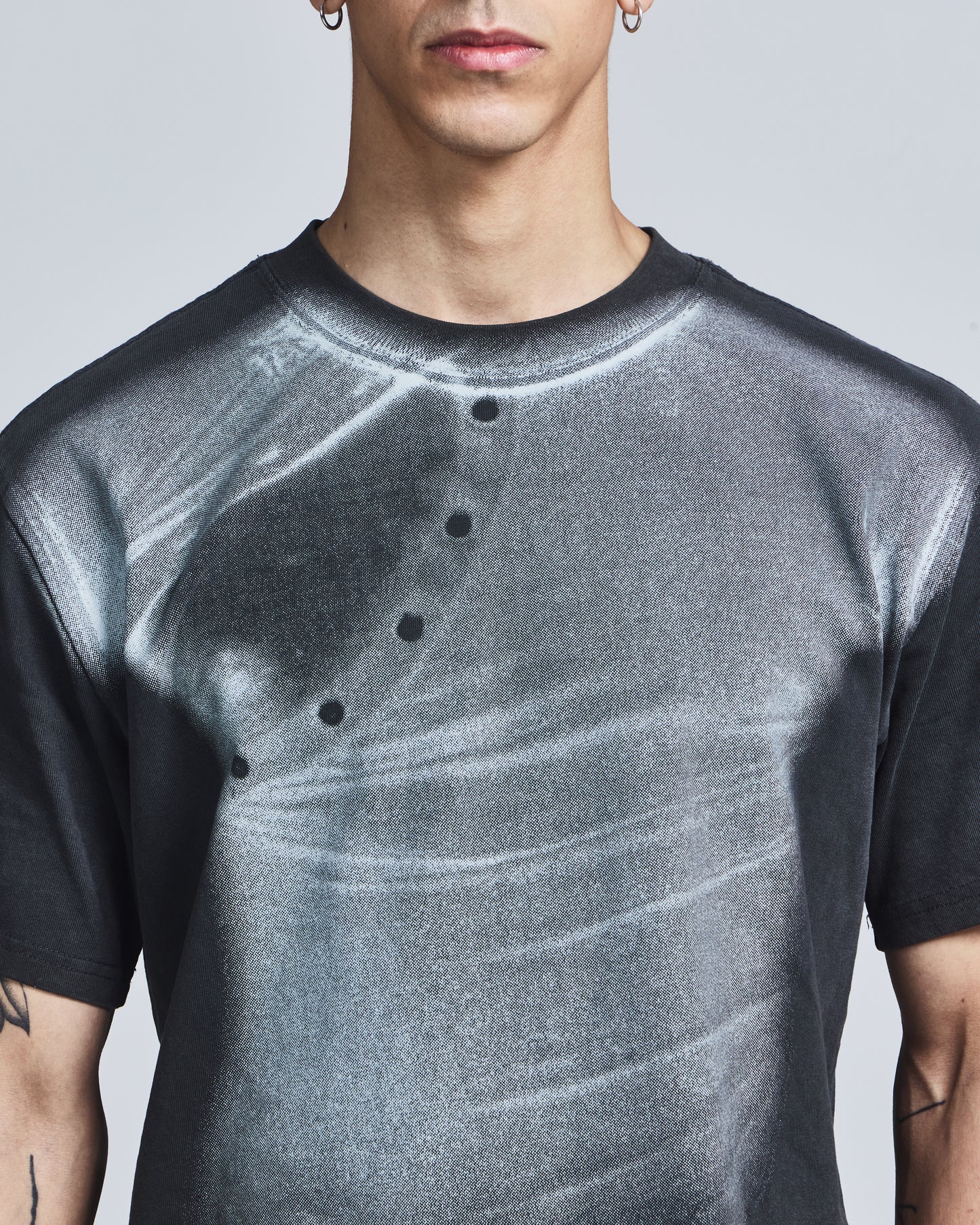 "Asymmetric Henley" Print T-Shirt