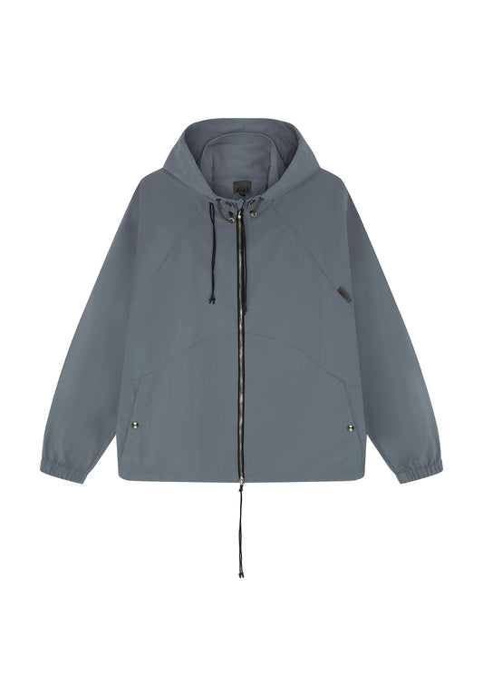 *EXCLUSIVE* LUXE PACKABLE HOOD JACKET - GREY/BLUE