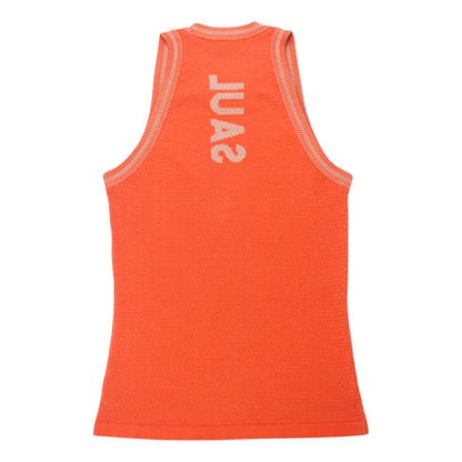 KNITTED MESH VEST - ORANGE